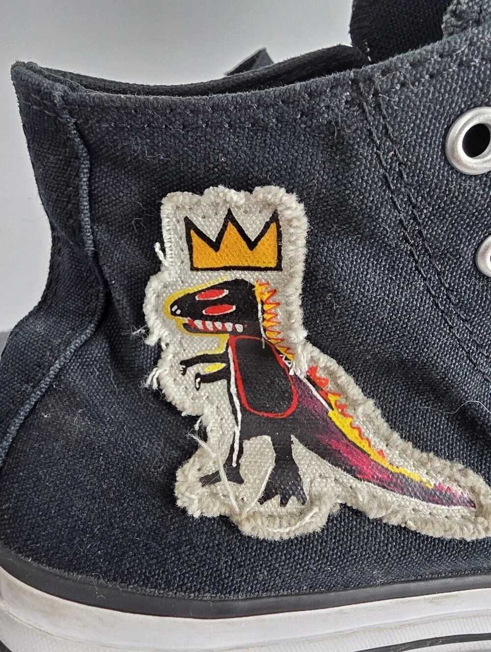 Converse x Jean-Michel Basquiat Chuck Taylor Hi Top Black Youth Size 3 Dino Shoe